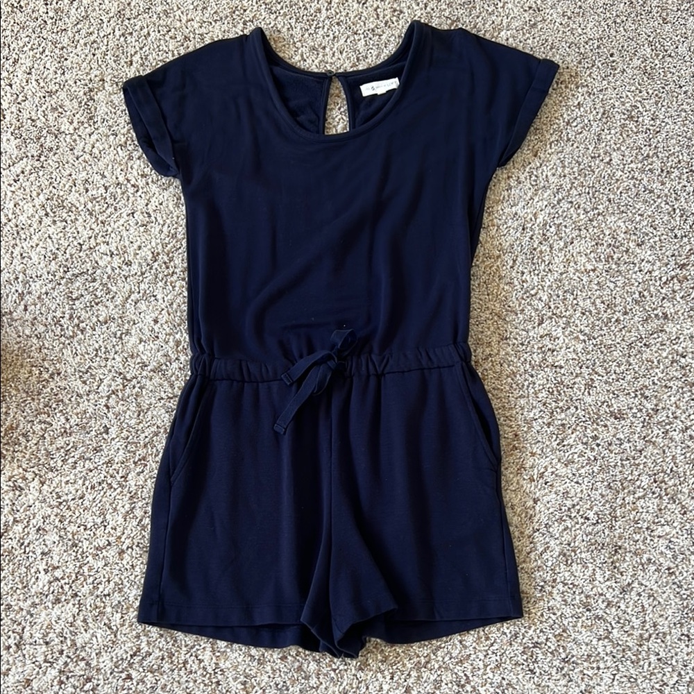 Classic Blue LOFT Jumpsuit with Textured Fabric and Elastic Waist